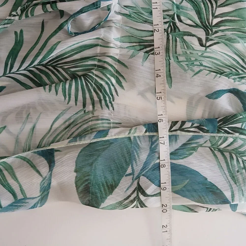 Kona Sol Leaf Print Bathing Suit Beach Cover Up Women’s Size XL Green White 1035